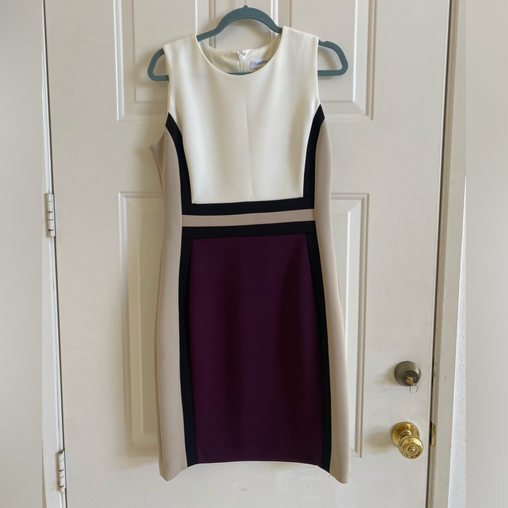 Calvin Klein Color Block Sheath Dress, Size 12